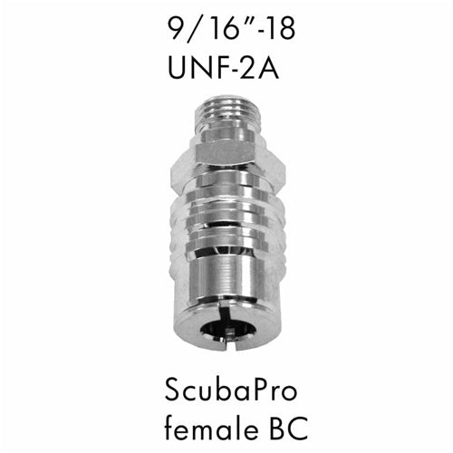 AD-09 Scuba Adapter 9/16"-18 UNF 2-A to ScubaPro Female BC