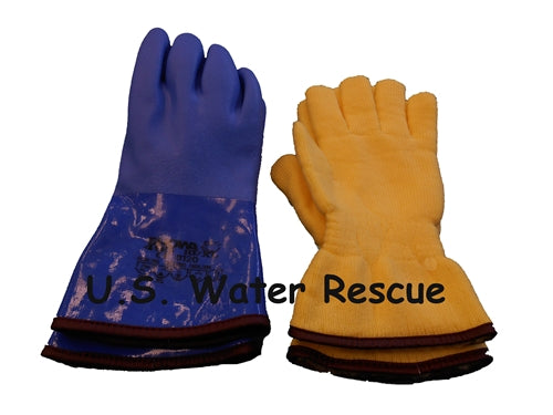 Blue pvc Drysuit Glove with Liner